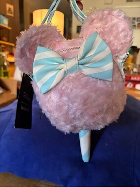 NWT Disney Loungefly Pink Fuzzy Mickey Mouse Ice Cream Crossbody Bag